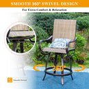 PHI VILLA 3-Piece Patio Bar Set With 2 Swivel Rattan Bar Stools & 1 Square Table