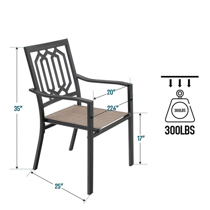 PHI VILLA Outdoor Patio Dining Chair with Steel Frame