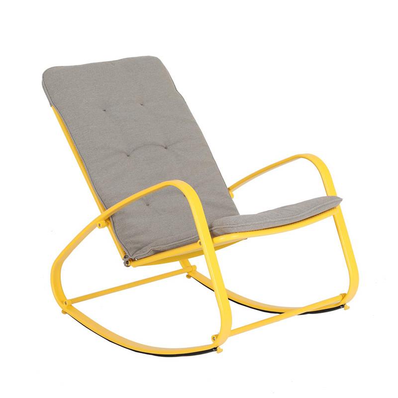 PHI VILLA Patio 1 Piece Rocking Chair Padded Steel Rocker Chair