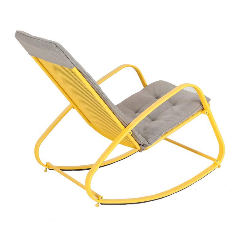 PHI VILLA Patio 1 Piece Rocking Chair Padded Steel Rocker Chair