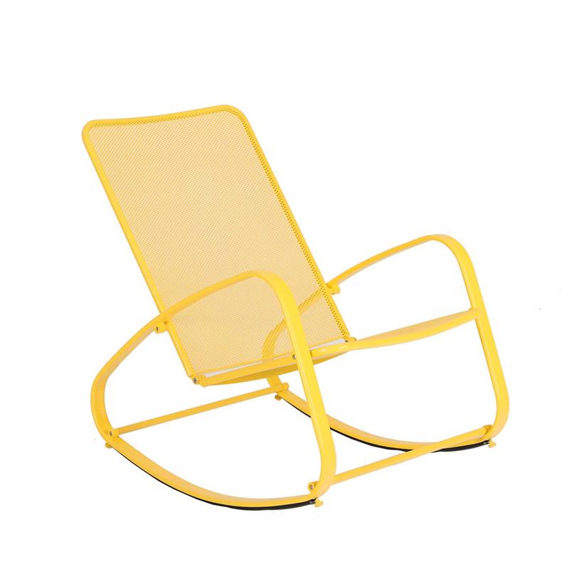 PHI VILLA Patio 1 Piece Rocking Chair Padded Steel Rocker Chair