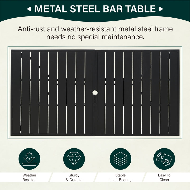 Phi Villa Patio 67'' Rectangle Steel High Bar Table for 6 Persons