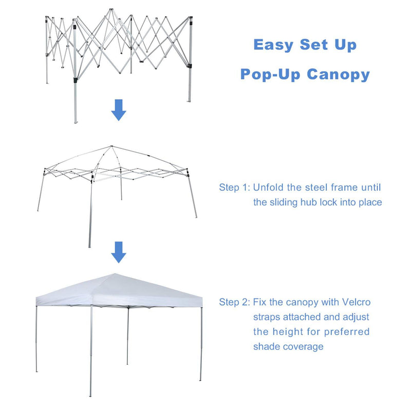 PHI VILLA 10x10Ft Instant Pop Up Canopy w/ Wheeled Bag, 100 Sq. Ft