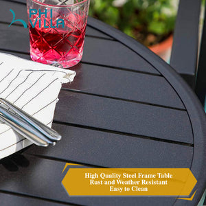 Phi Villa Outdoor Steel Round Small Coffee Table Bistro Table