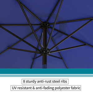 9ft Manual-tilted Outdoor Umbrella with Crank Handle