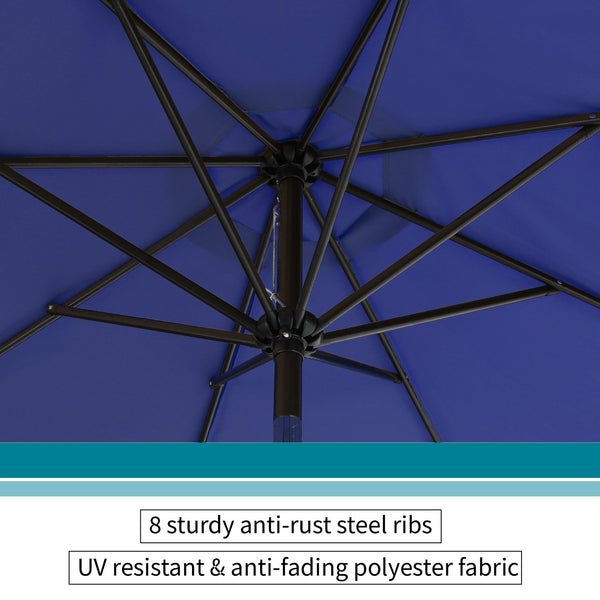 9ft Manual-tilted Outdoor Umbrella with Crank Handle