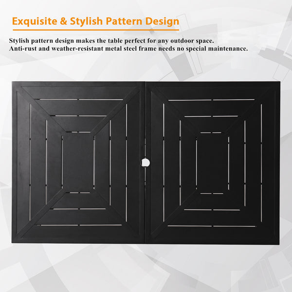 Phi Villa Patterned Outdoor Metal Rectangle Dining Table