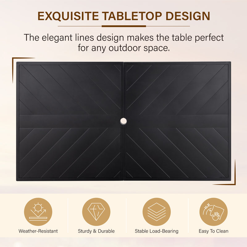 PHI VILLA 7-Piece Outdoor Dining Set 6 Textilene Padded Swivel Chairs and Steel Rectangle Table