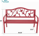 PHI VILLA 50 Inch Patio Garden & Park Bench Steel Frame Porch Chair