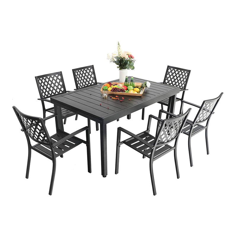 7/ 9-Piece Patio Dining Sets with Extendable Table and Stackable Chairs PHI VILLA