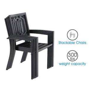 7/ 9-Piece Patio Dining Sets with Extendable Table and Stackable Chairs PHI VILLA