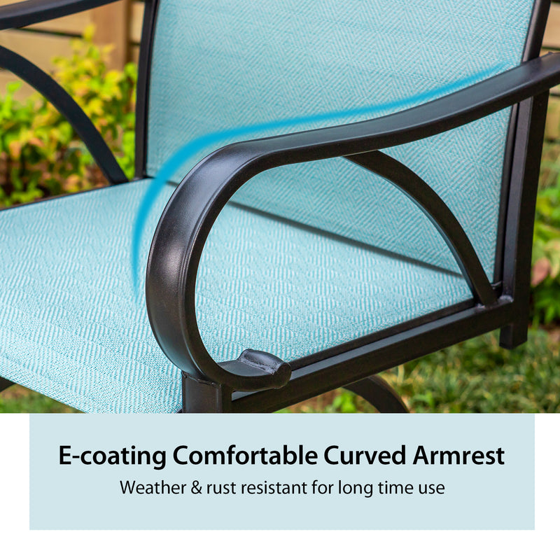 PHI VILLA 5 Piece Outdoor Bar Stool Set with Rectangle Table & Textilene Swivel Bar Stools
