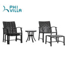 PHI VILLA 5-Piece Patio Strap Conversation Set