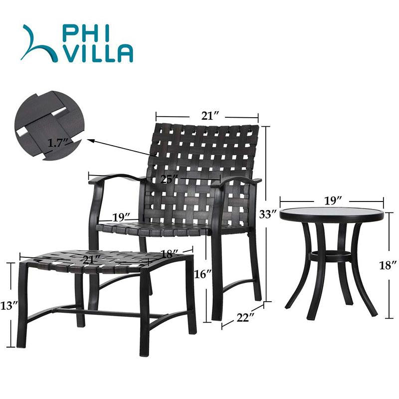 PHI VILLA 5-Piece Patio Conversation Set with Ottomans and Table