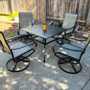 PHI VILLA 5-Piece Patio Dining Set 4 Textilene Swivel Chairs & Metal Steel Table