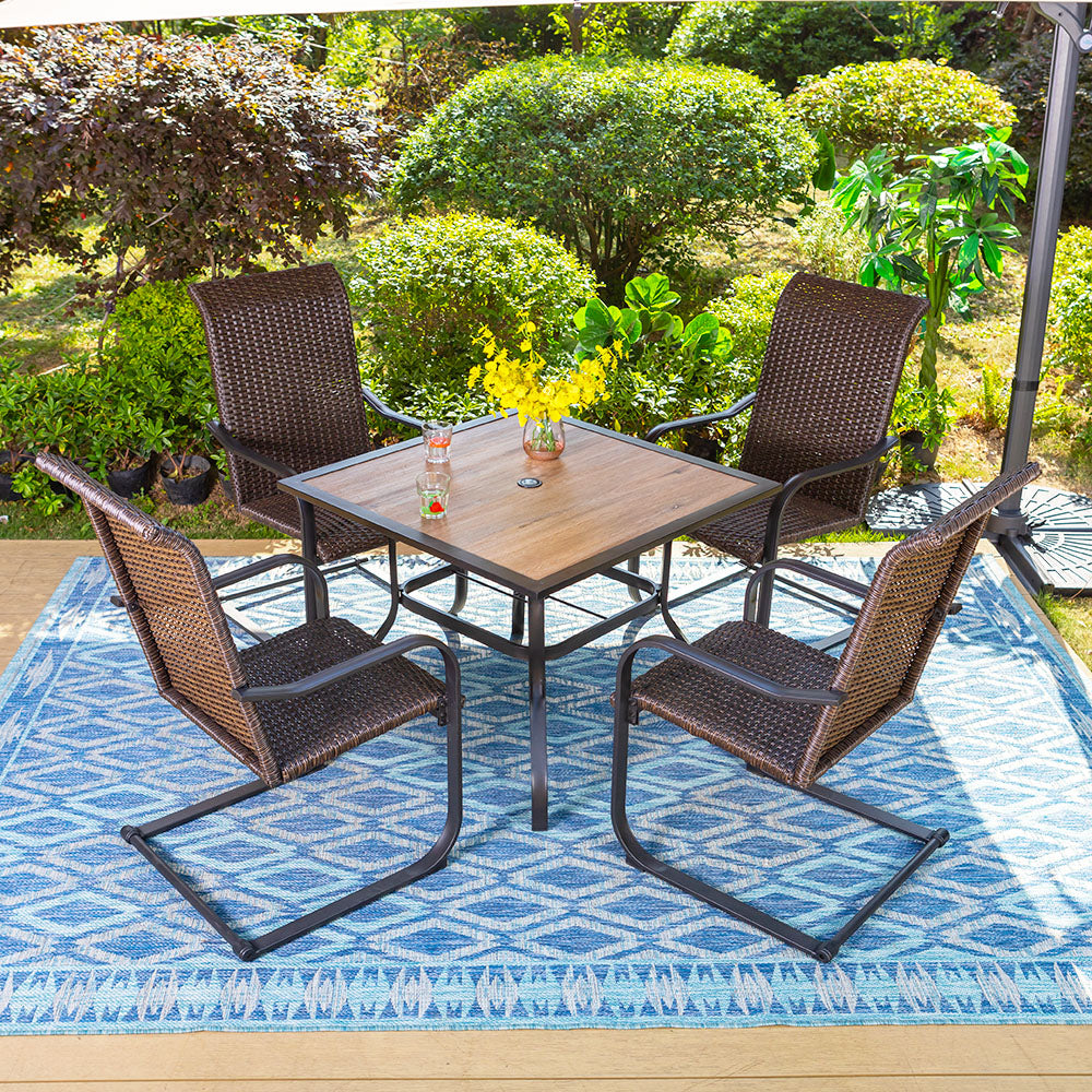 Rattan square deals table set
