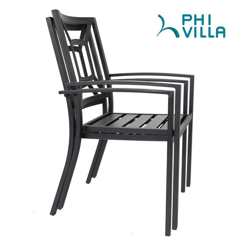 Patio Stackable Dining Chairs for Deck,Backyard PHI VILLA