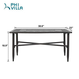 PHI VILLA Cast Aluminum Outdoor Patio Retro Tea Table
