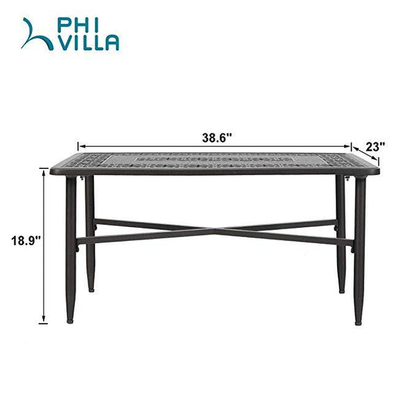 PHI VILLA Cast Aluminum Outdoor Patio Retro Tea Table