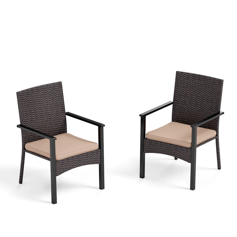 PHI VILLA Patio Wicker Rattan Haiti Chair Set of 2