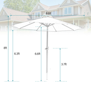 9ft Manual-tilted Outdoor Umbrella with Crank Handle