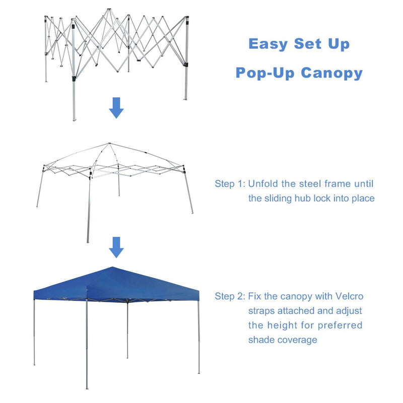 PHI VILLA 10x10Ft Instant Pop Up Canopy w/ Wheeled Bag, 100 Sq. Ft