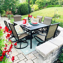 7-Piece Patio Dining Set with Upgraded Textilene Padded Chairs for Deck, Backyard PHI VILLA