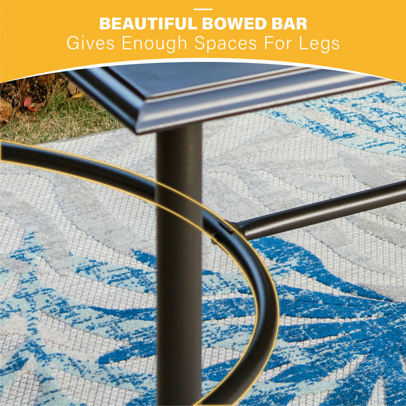 PHI VILLA 7-Piece Outdoor Dining Set 6 Textilene Padded Swivel Chairs and Steel Rectangle Table