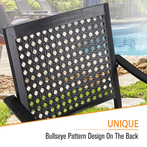 PHI VILLA 8-Piece Outdoor Dining Set with 13ft Umbrella & Steel Rectangle Table & Bullseye Pattern Swivel Steel Chairs