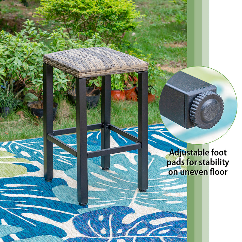 PHI VILLA 5 Piece Patio Bar Stool Set with Rectangle Table & 4 Bar Stools