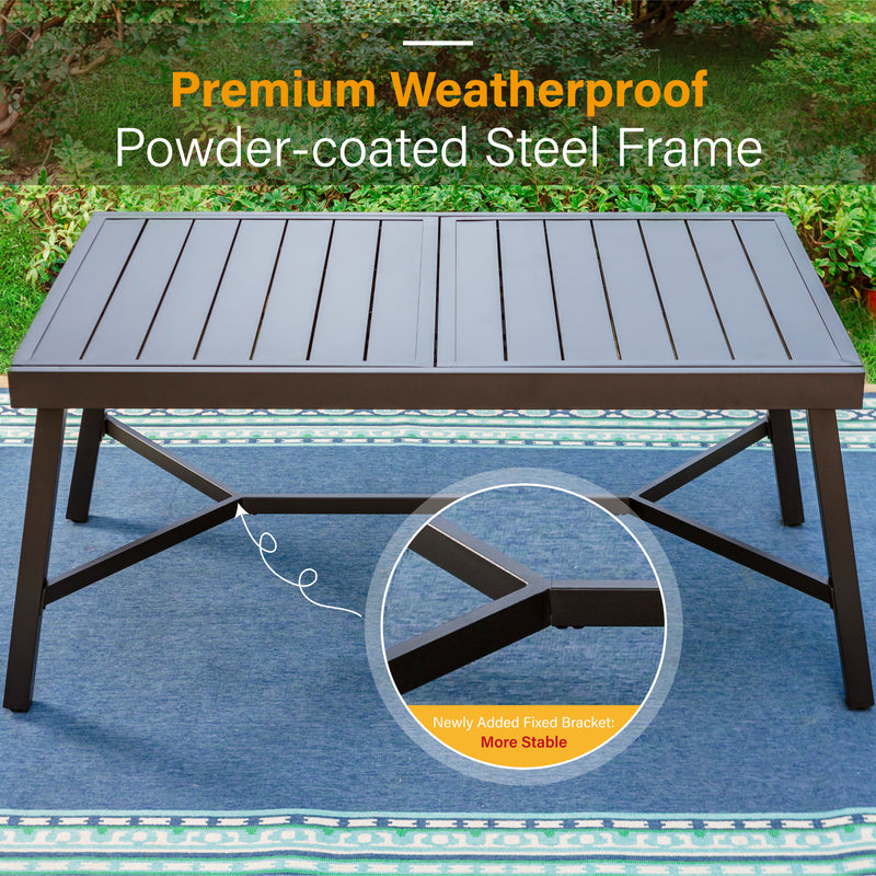 PHI VILLA Metal Extendable Patio Steel Dining Table