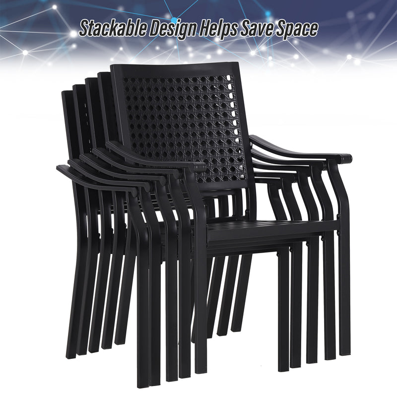 Phi Villa 7-Piece / 9-Piece Patio Dining Set Fixed Stackable Chairs & Extendable Table