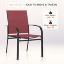 PHI VILLA 7 PCS Outdoor Dining Set 6 Textilene Fixed Chairs & Adjustable Table