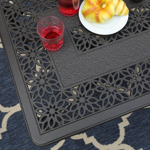 PHI VILLA Cast Aluminum Outdoor Patio Retro Tea Table