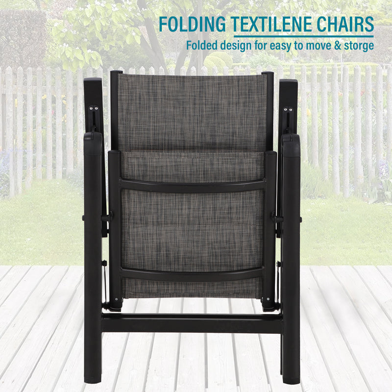 PHI VILLA Patio Folding Adjustable Aluminum & Textilene Dining Chairs
