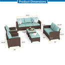 Phi Villa 9-Seater Outdoor Rattan Conversation Sofa Set With Love Seat