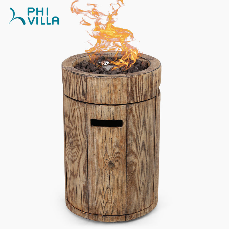 PHI VILLA 16 Inch 30,000 BTU Outdoor Terrafab Gas Fire Pit With Waterproof Cover