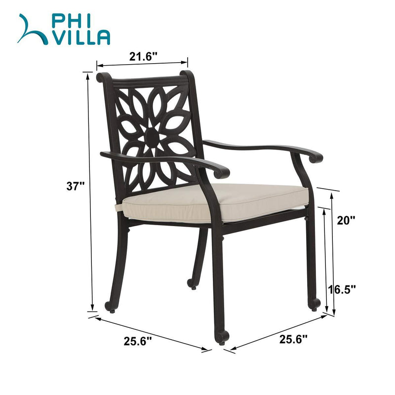 PHI VILLA Cast Aluminum Patio Dining Chairs