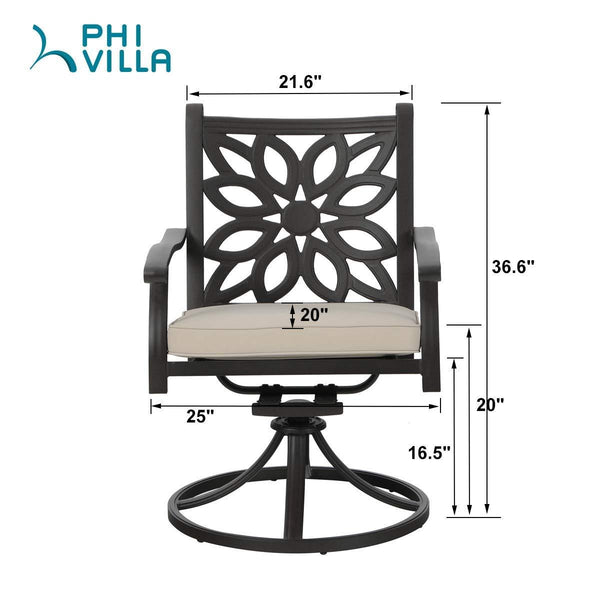 PHI VILLA Cast Aluminum Patio Dining Chairs