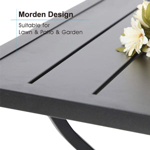 6 person patio table with umbrella hole MF Studio 60" x 35" Rectangle Outdoor Patio Dining Table for 6-Person, Steel Outdoor Table with Umbrella Hole, Black