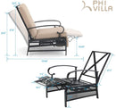 PHI VILLA Patio Lounge Chair Adjustable Metal Relaxing Recliner