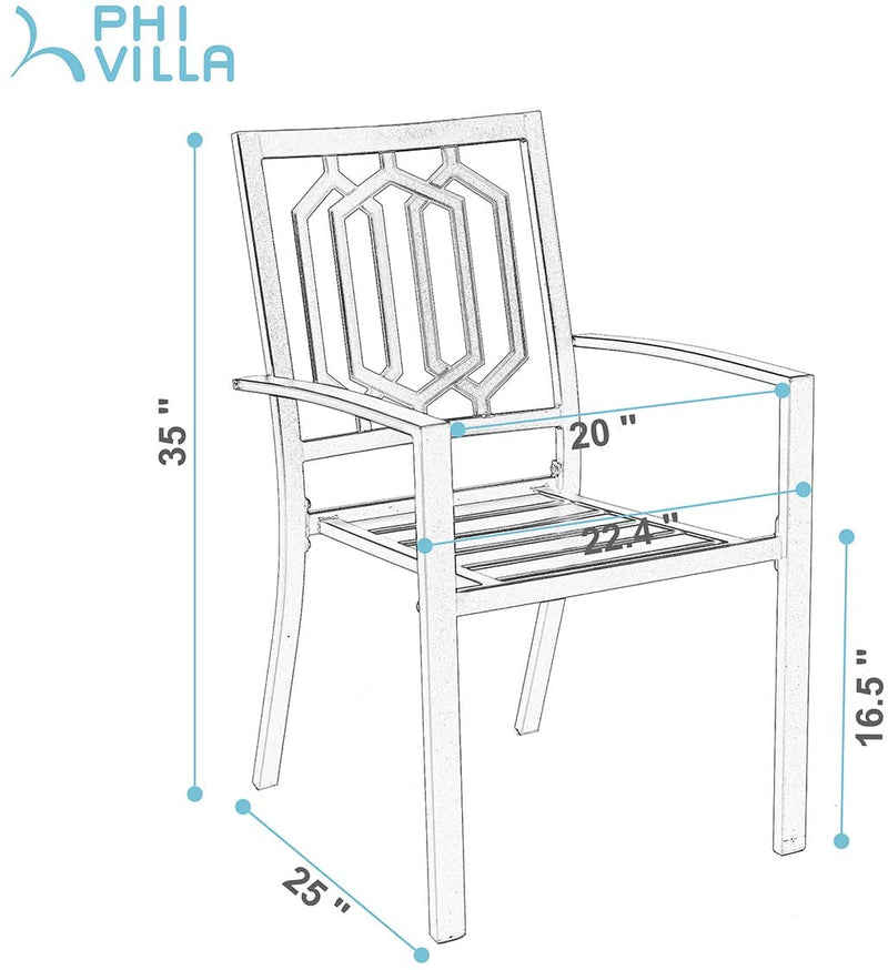 Patio Stackable Dining Chairs for Deck,Backyard PHI VILLA