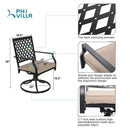 PHI VILLA 7-Piece Patio Dining Set 6 Steel Fixed/Swivel Chairs & Rectangle Table