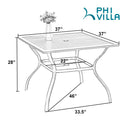 Phi Villa 5-Pcs Patio Dining Set 4 Textilene Fixed Chairs & Table