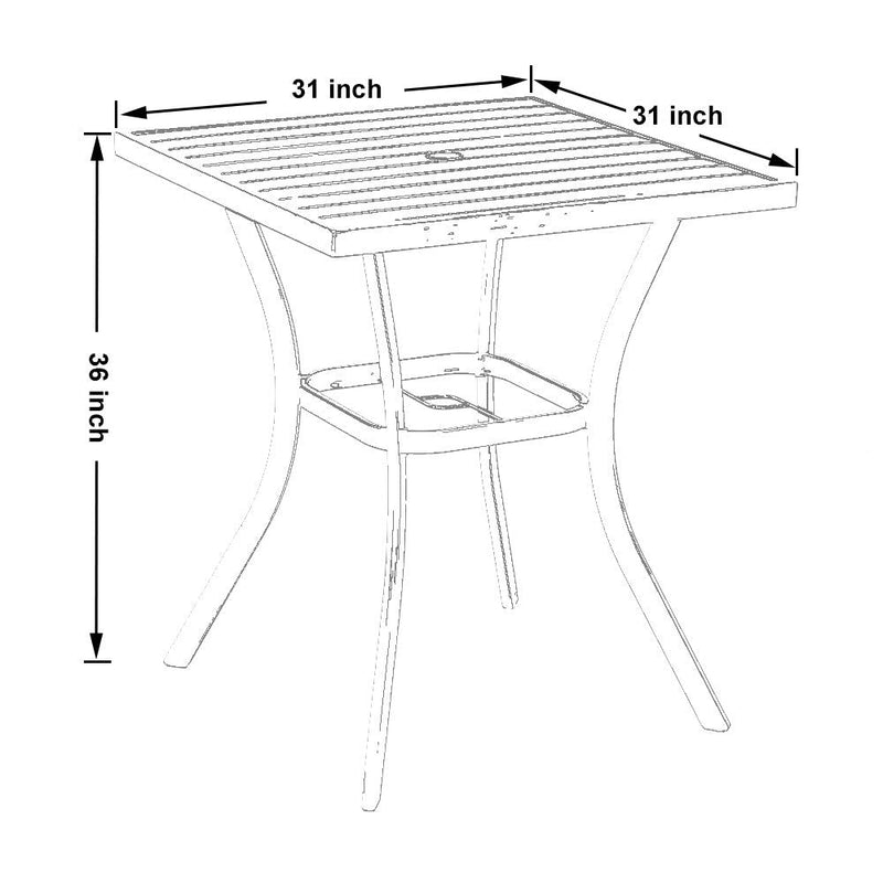 PHI VILLA 3-Piece Patio Bar Set With 2 Swivel Rattan Bar Stools &  1 Square Table