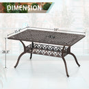 PHI VILLA 59" Patio Dining Table Cast Aluminum Golden Bronze with 1.97" Umbrella Hole
