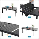 PHI VILLA 7 piece/ 9 piece Patio Dining Set With Folding Aluminum & Textilene Chairs and Extendable Steel Table