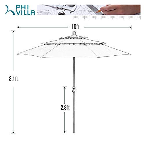 PHI VILLA 10ft 3 Tier Auto-tilt Patio Umbrella Outdoor Double Vented Umbrella