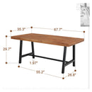 PHI VILLA 7 Piece Patio Dining Set with Acacia Wood Table & Steel Fixed Chairs