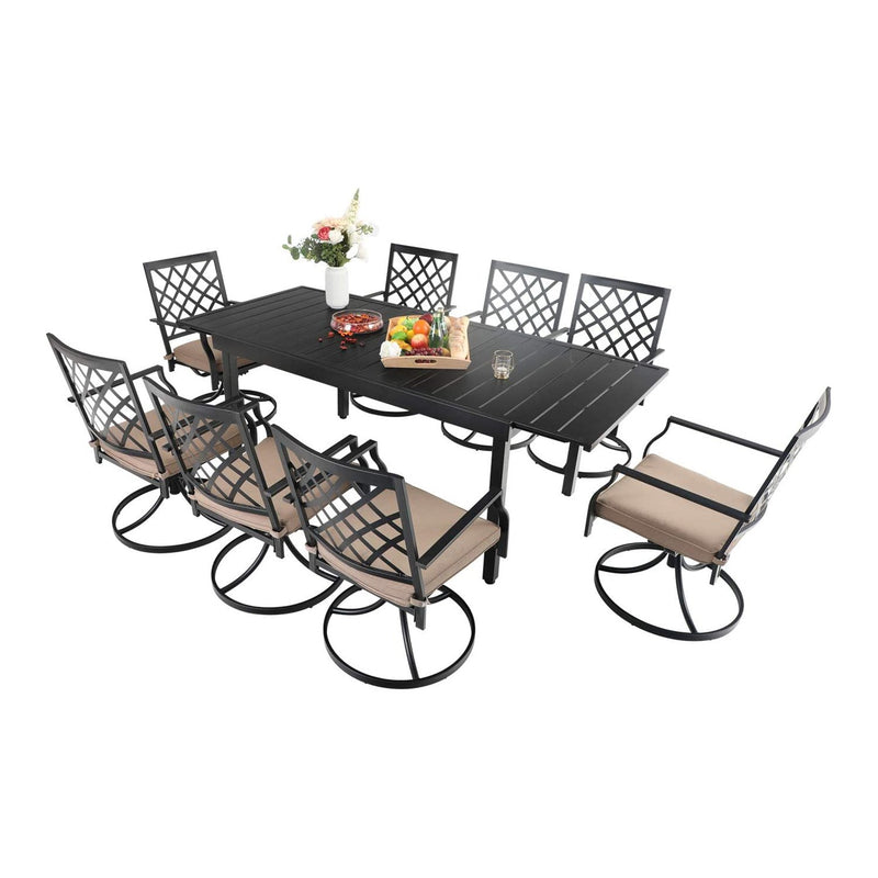 PHI VILLA 7-piece/ 9-piece Outdoor Patio Dining Sets Adjustable Patio Table and Cushioned Swivel Chairs